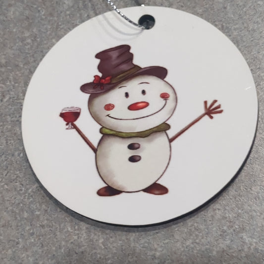 MDF ornament snowman with a wine glass