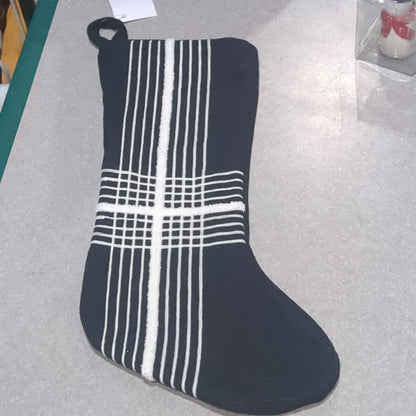 Stocking black with white stripes