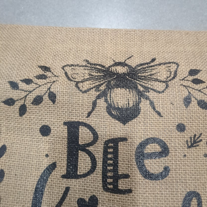 Bee kind always burlap flag