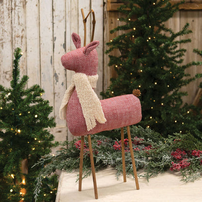 Stuffed Standing Candy Cane Woodland Reindeer w/Scarf