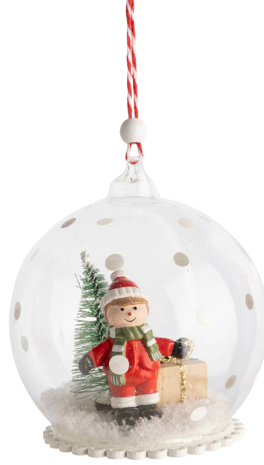 Boy ornament with snow, 2.5in.  This is for just one ornament with the boy