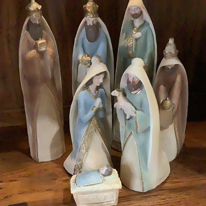 Gilded Nativity Scene, Set of 7