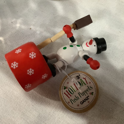 Snowman Wooden Push puppet