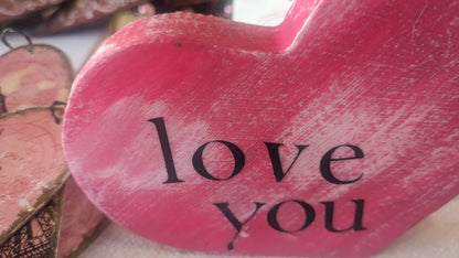 Two-piece heart sign  love you Love you more hot pink