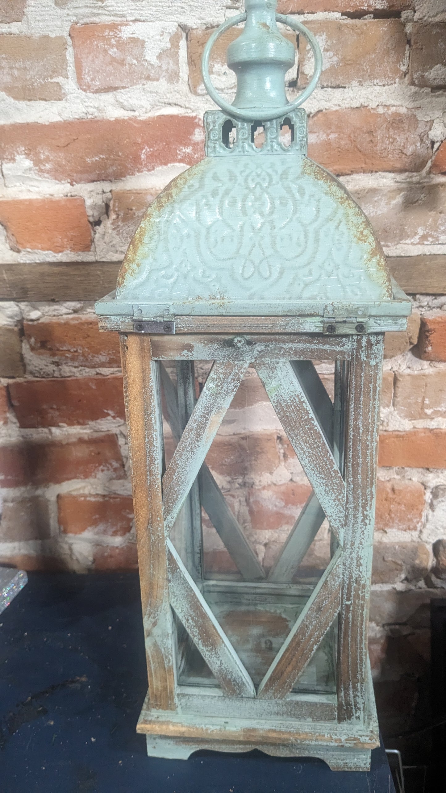 Wood, metal and acrylic lantern