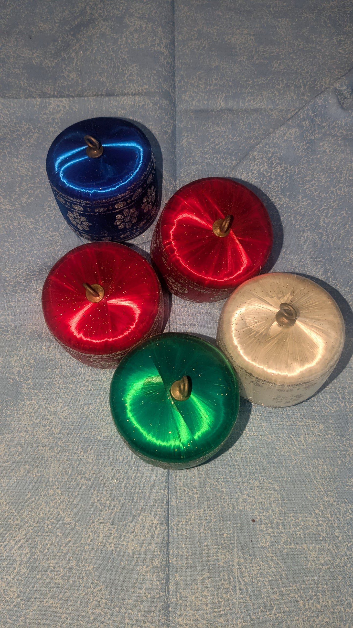 Vintage satin drum ornaments