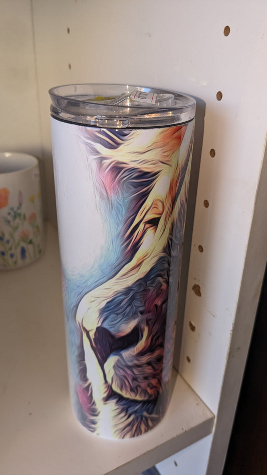 20 Oz Stainless Steel Insulated Tumbler With Two Tops Lion Face