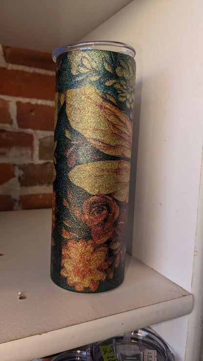 20 Oz Stainless Steel Insulated Glitter Dragonfly Tumbler