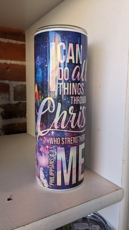 20 oz stainless steel, insulated tumbler I Can Do All Things Through Him