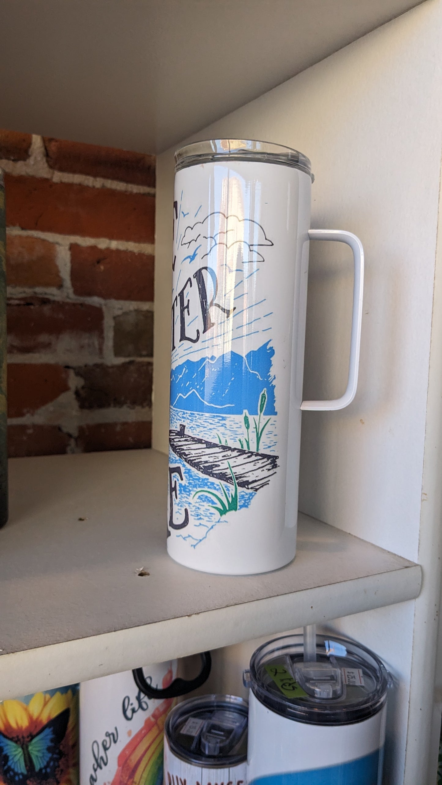 20 Oz Insulated Stainless Steel Tumbler With A Handle Life Is Better At The Lake