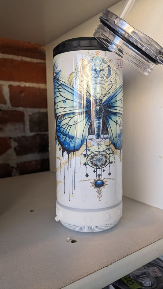 17 Oz Speaker Tumbler With Butterfly