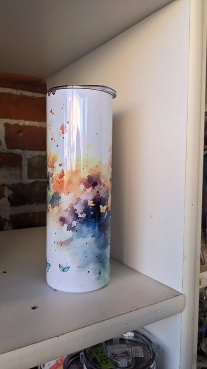 20 Oz Stainless Steel Insulated Tumbler Watercolor Butterflies