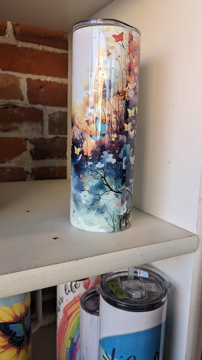 20 Oz Stainless Steel Insulated Tumbler Watercolor Butterflies