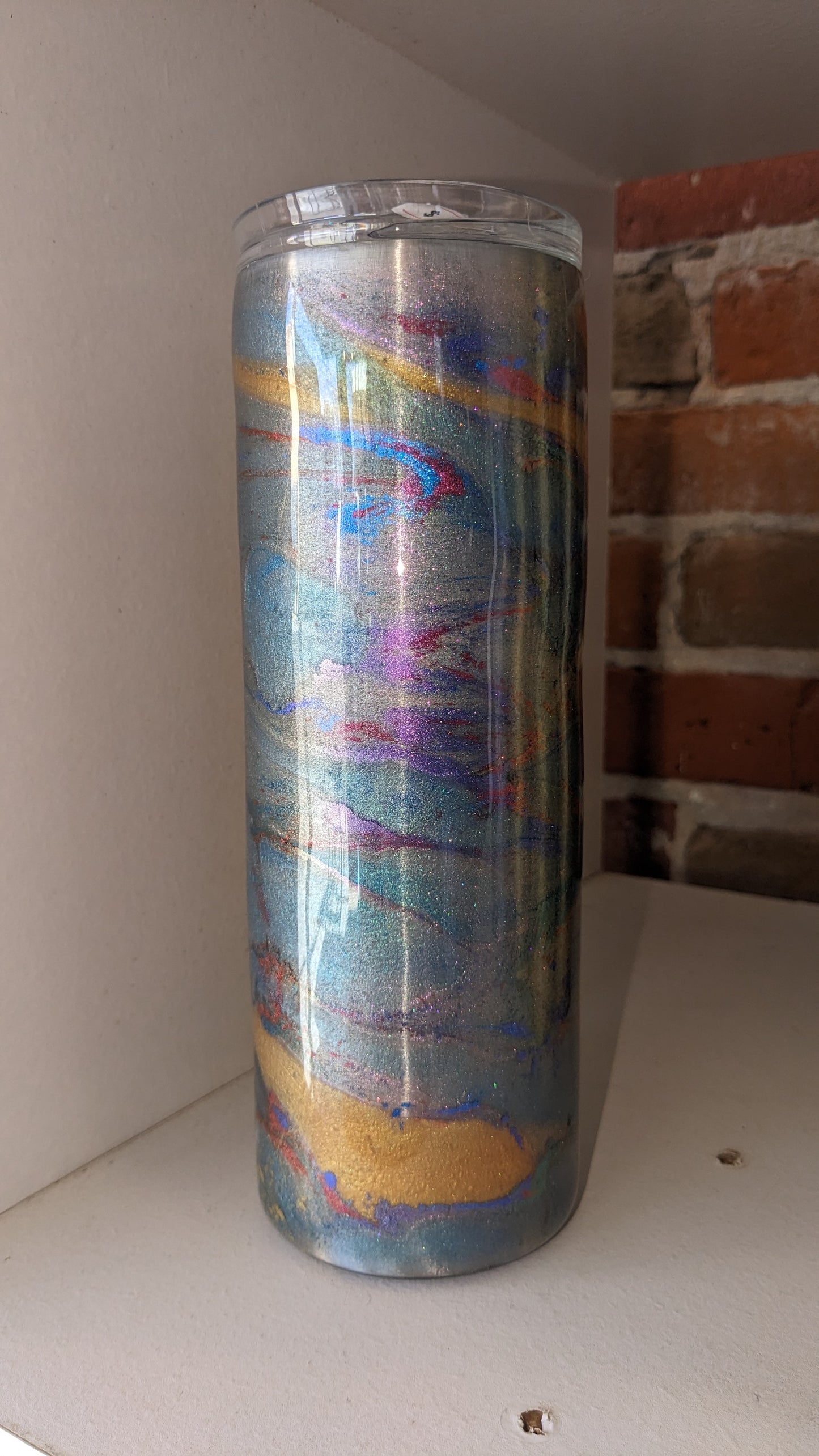 20 ounce stainless steel insulated mica powder art Tumbler pastel colors