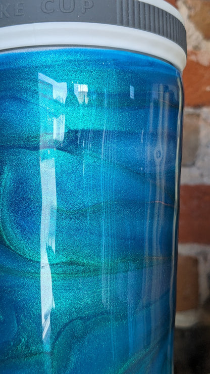 24 Oz Shaker Tumbler, Alcohol Ink blue, teal, green