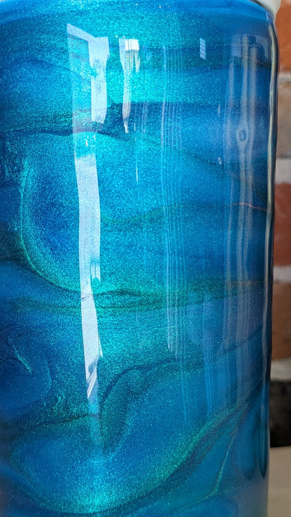 24 Oz Shaker Tumbler, Alcohol Ink blue, teal, green