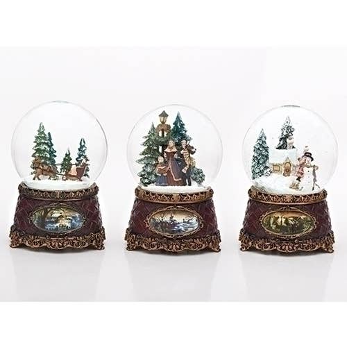 6" H Musical Holiday Themes globe carolers only, not 3 globes as poctured