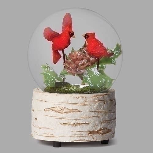 5.7" H Musical Cardinals globe on Branch; 100mm