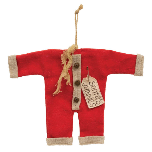 Santa's Jammies Red Small Hanger Ornament