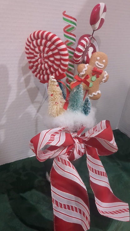 Peppermint themed Christmas sculpture