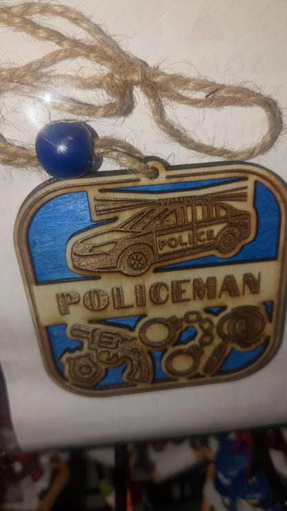 Wooden occupation ornaments or car charm-policeman