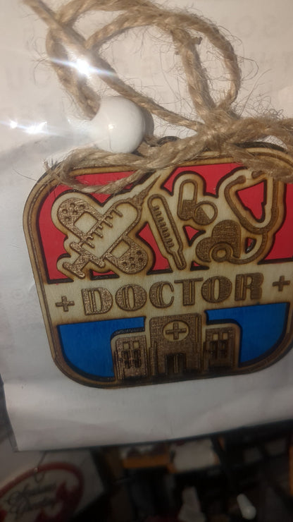 Wooden occupation ornaments or car charm -doctor