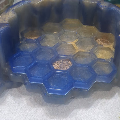 Coaster Set honeycomb and Bee blue and gold