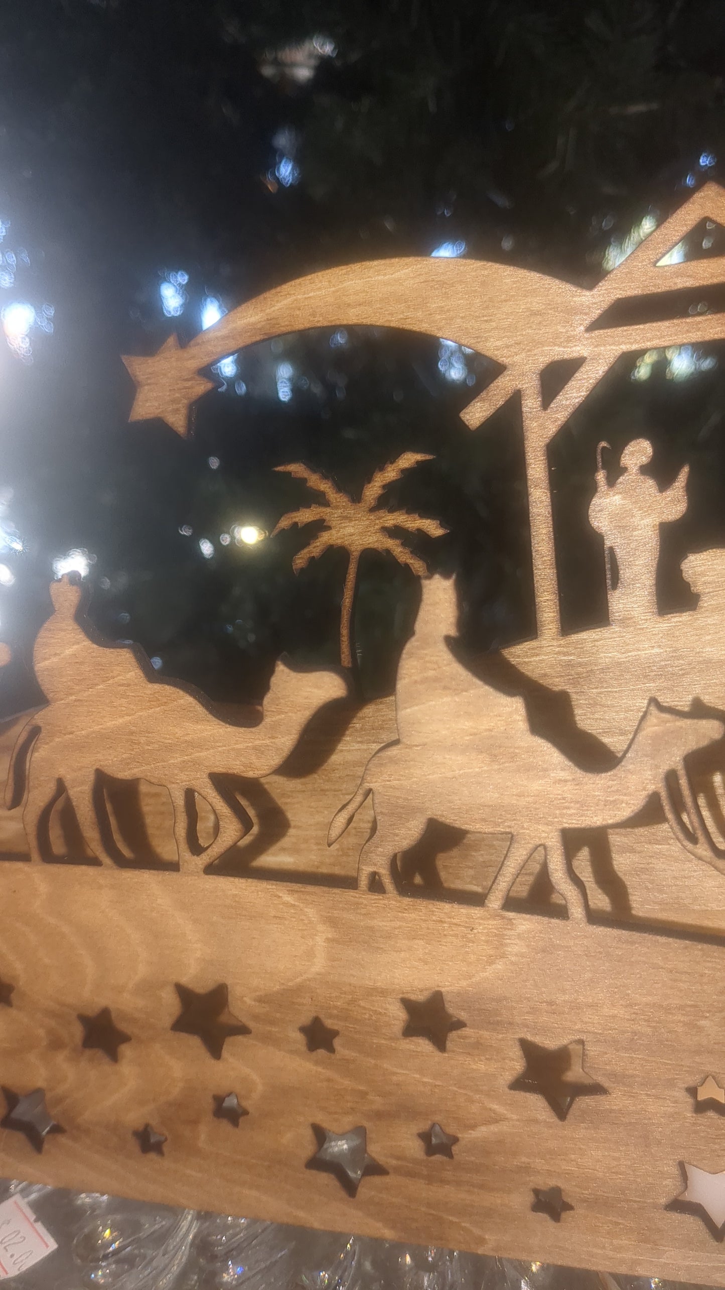 Wooden, laser cut Nativity. Lights up