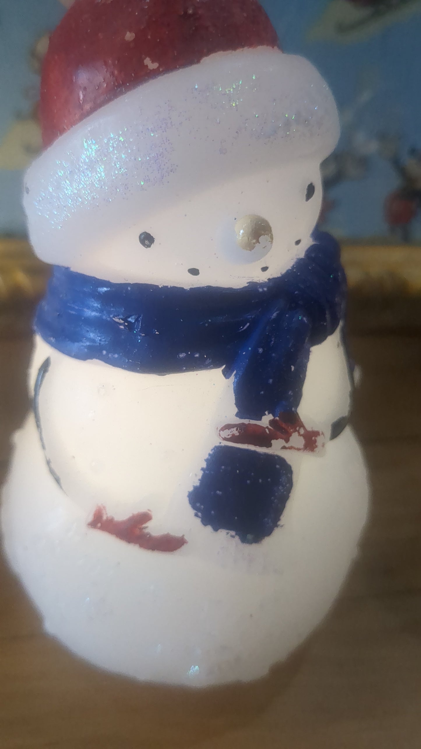 Set of 3 wax lit snowmen