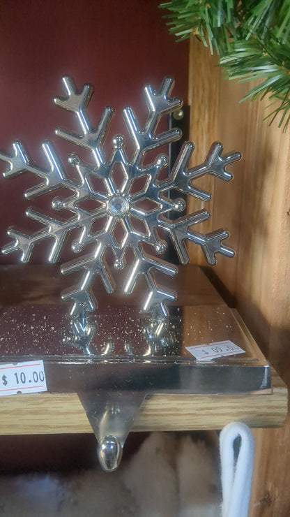 Stocking holder metal snowflake