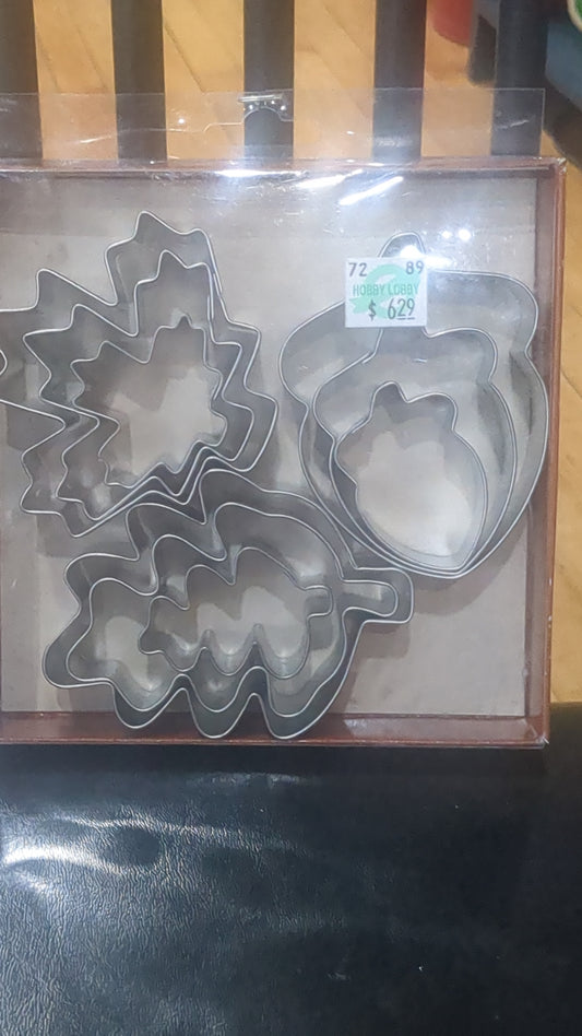 Wilton nine-piece leaves and acorns cookie cutter set used