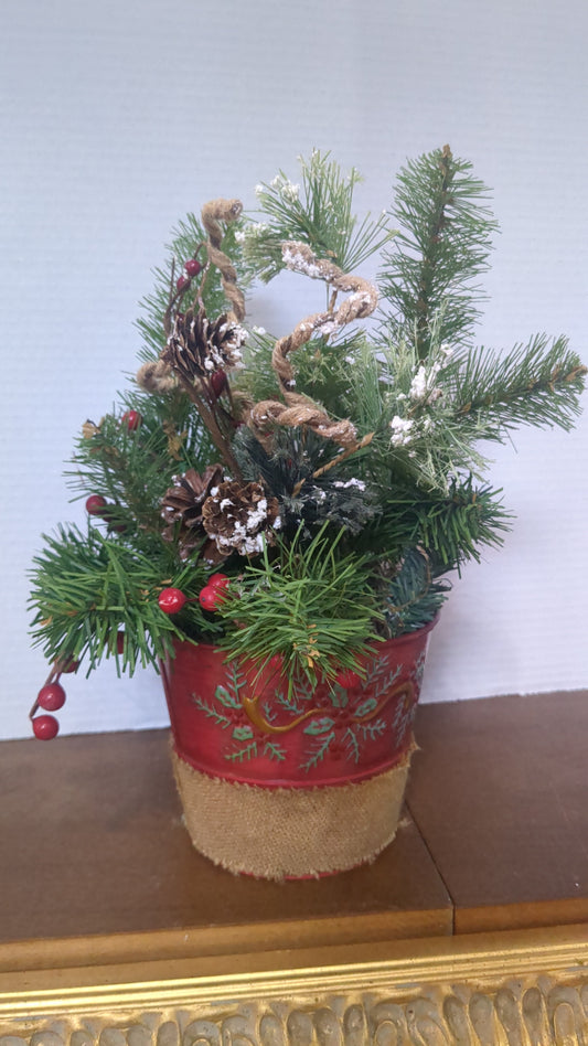 Rustic red Christmas arrangement