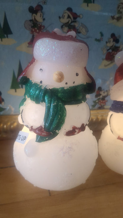 Set of 3 wax lit snowmen