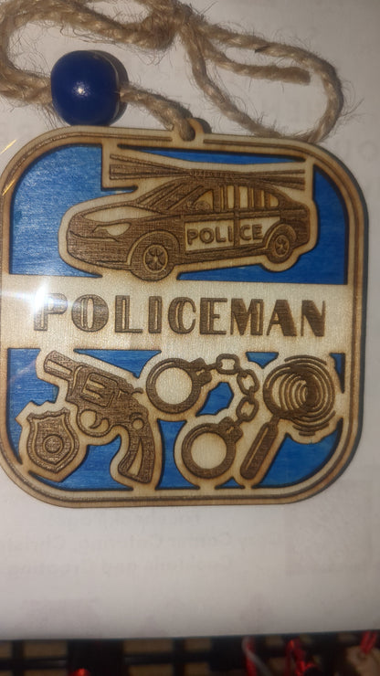 Wooden occupation ornaments or car charm-policeman