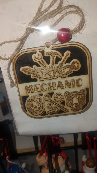 Wooden occupation ornaments or car charm-mechanic