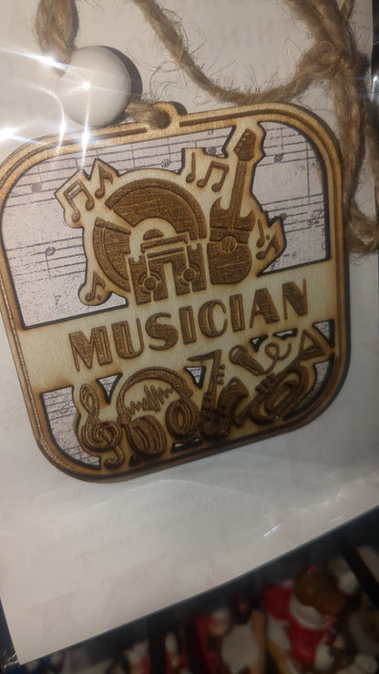 Wooden occupation ornaments or car charm-musician